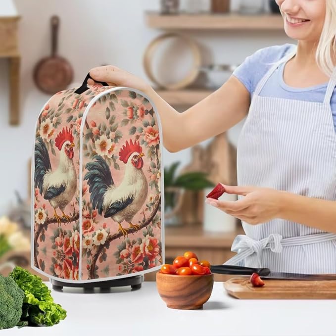 Rooster Flower Print Blender Dust Cover Stand Mixer or Coffee Maker Appliance - Image 3