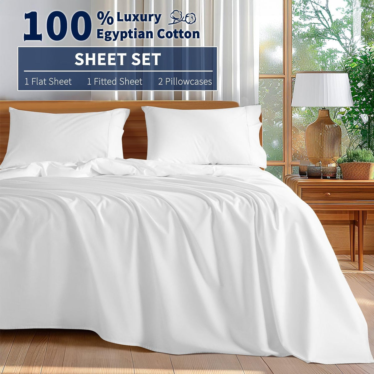 shilucheng 100% egyptian cotton king size sheets set, view 9