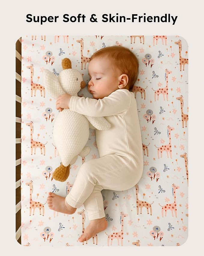 Pack and Play Sheets Fitted, Mini Crib Sheets 2-Pack - Image 3