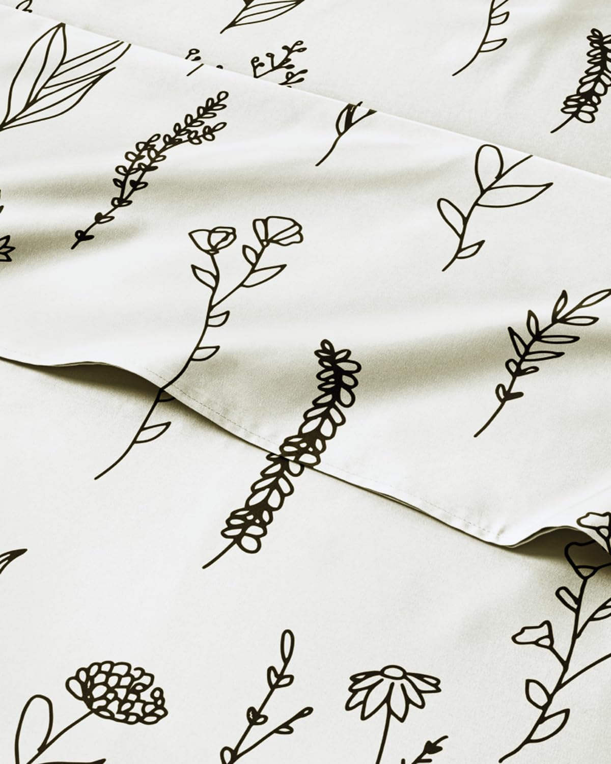 twin 3 piece boho botanical floral sheet set, main product view