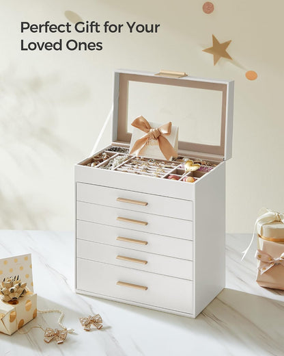 songmics jewelry box organizer, 6-layer storage with 5, front angle view