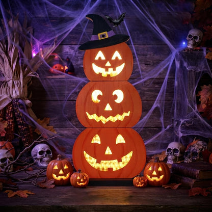 Halloween Decorations LED Light Up Pumpkin Decor Spooky Sound Porch Sign