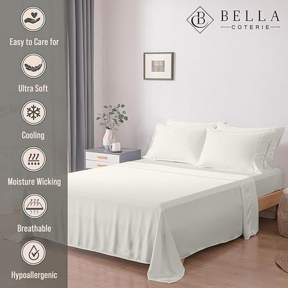 Bella Coterie 6 Piece Luxury Bamboo Viscose King Size Sheet Set | 100% - Image 2
