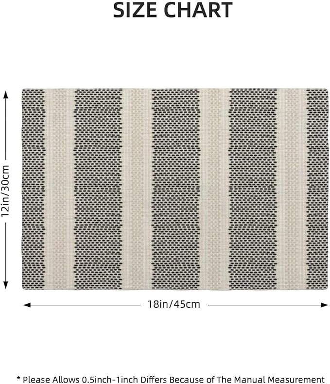 Black Polka Dot Placemats Set of 4, Boho Striped Decorative Table Mat 12 x 18 - Image 4