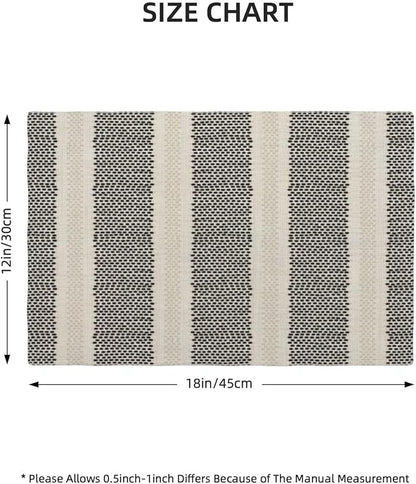 Black Polka Dot Placemats Set of 4, Boho Striped Decorative Table Mat 12 x 18 - Image 4