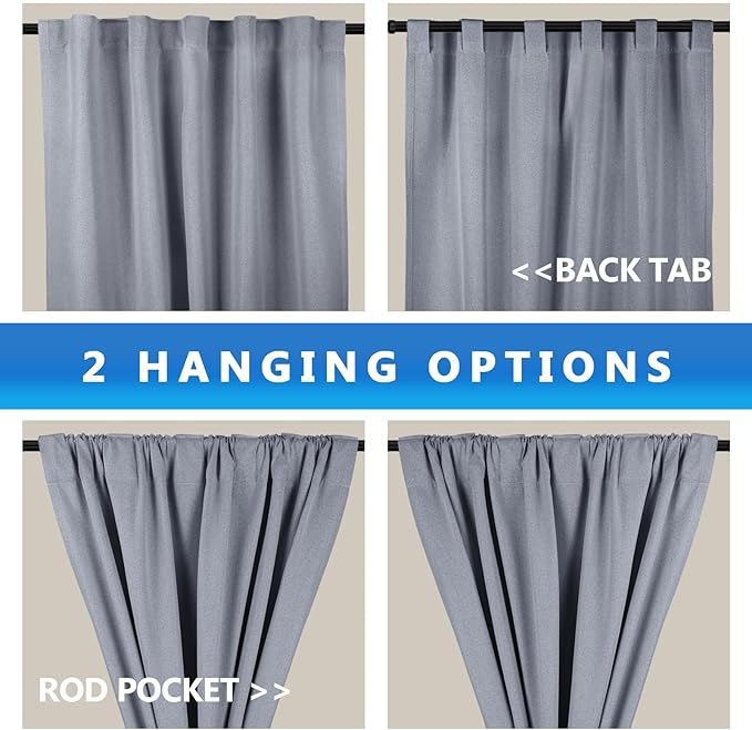 Linen 100% Blackout Curtains for Bedroom, Back Tab/Rod Pocket Curtain for - Image 4