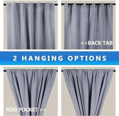 Linen 100% Blackout Curtains for Bedroom, Back Tab/Rod Pocket Curtain for - Image 4