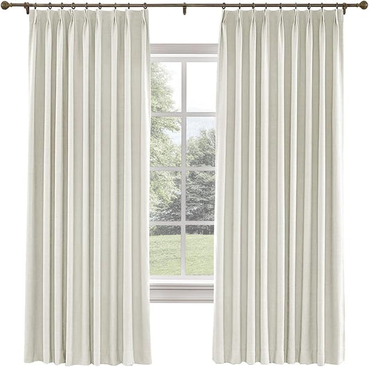 TWOPAGES 36 W x 96 L inch Pinch Pleated Curtain Room Darkening Linen Drapery by TWOPAGES