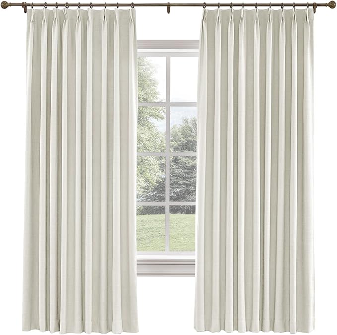 TWOPAGES 26 W x 120 L inch Pinch Pleated Curtain Room Darkening Linen Drapery by TWOPAGES