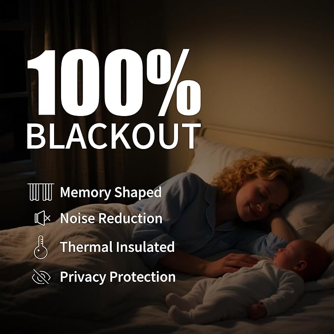 Joywell 100% Blackout Pinch Pleat Linen Curtains 110 Inch Long 2 Panels - Image 2