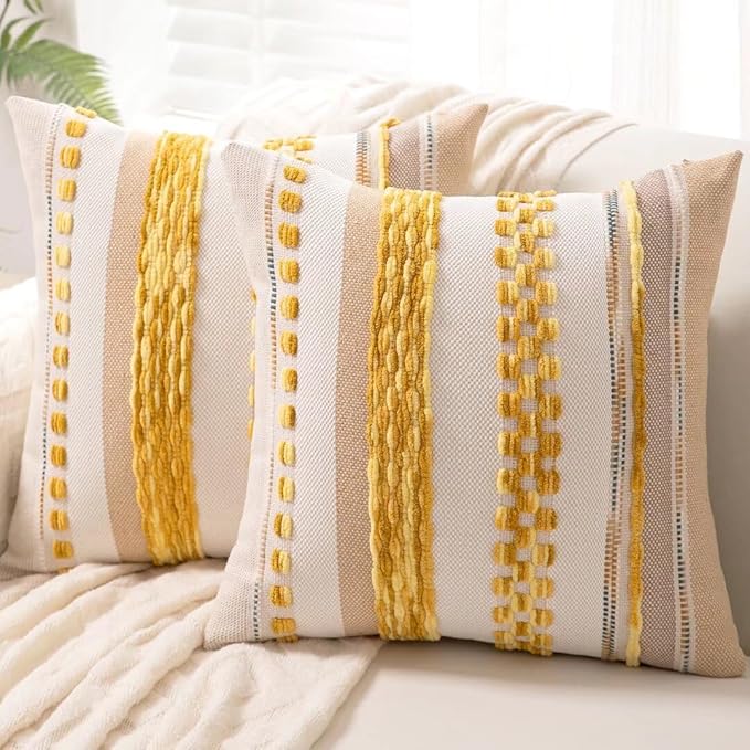 Boho Throw Pillow Covers 18x18 Set of 2 Farmhouse Decorative Cushion Case by Unknown