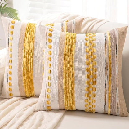 Boho Throw Pillow Covers 18x18 Set of 2 Farmhouse Decorative Cushion Case by Unknown