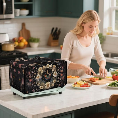 Vintage Daisy Butterfly Moon Print Toaster Oven Cover - Image 3