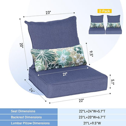 Aoodor Outdoor Chair Cushion, 22 x 24 Inch Water-Resistant, Fade-Resistant - Image 2