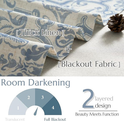 jinchan Linen Valance Curtain for Kitchen Vintage Damask Floral Blackout - Image 3