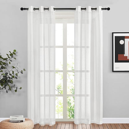 NICETOWN White Sheer Curtains 84 inches Long, Grommet Semi Sheer Light by NICETOWN
