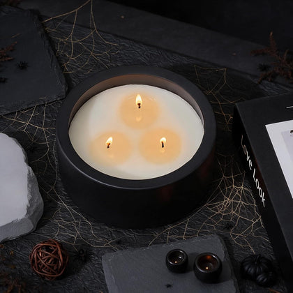 Viyffo 20oz Large Fall Scented Candle – Eucalyptus & Rosemary, 3 Wick Non Toxic Soy Candles for Women & Men, Matte Black Ceramic Jar, Luxury Home Fragrance, Elegant Halloween Decor & Premium Gift