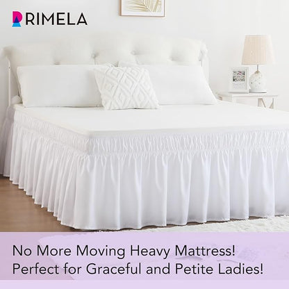 RIMELA White Bed Skirt Full Size 18 Inch Drop, Elastic Bed Skirting - Image 2