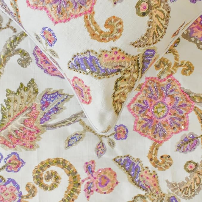 The HomeCentric King/Queen/Twin White & Pink Designer Twin 53"x18" Bed Runner - Image 2