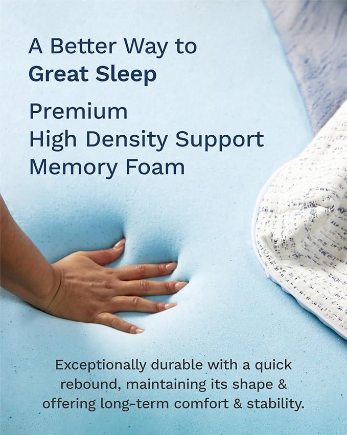 ViscoSoft 3 Inch Memory Foam Mattress Topper Short Queen - Image 3