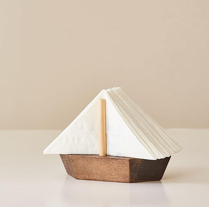 HMC Wooden Sailboat Napkin Holder – The Smooth Sailor Nautical Tabletop - Image 4