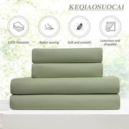 KEQIAOSUOCAI Light Sage Blackout Curtains Pinch Pleat Green Drapes 96 Inches - Image 5