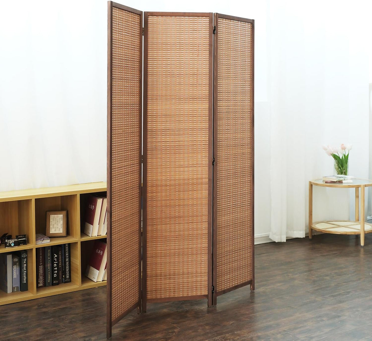 furnnylane 3 panel bamboo room divider - 5.6, side view
