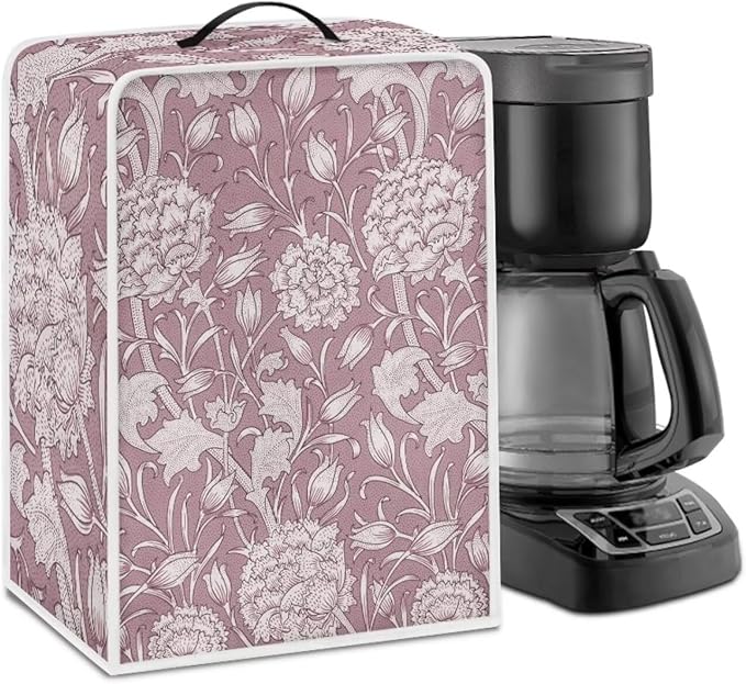 Red William Morris Coffee Maker Cover – Dust Protection Stain Resistant by PJHEQOXE