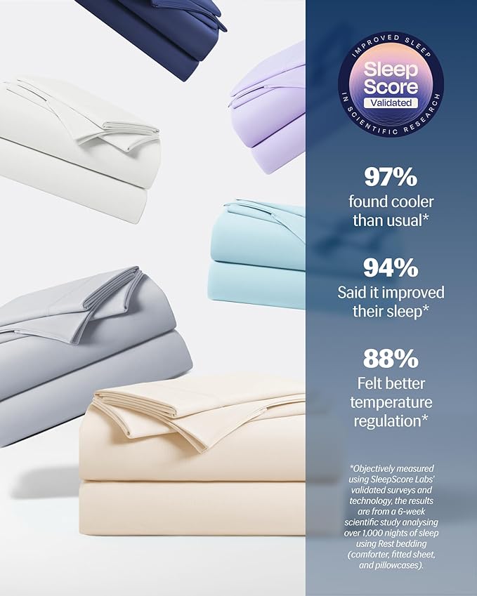 REST® Evercool®+ Starter Sheet Set, Snow Ivory, Breathable Bed Sheets - Image 8