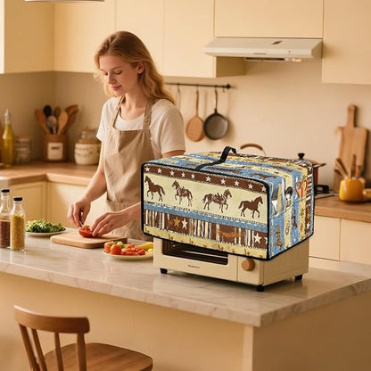 Horse Star Stipe Print Microwave Oven Dust Cover - Image 3