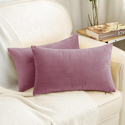 HWY 50 Purple Pink Velvet Rectangular Throw Pillow Covers 12x20 Inch by HWY50