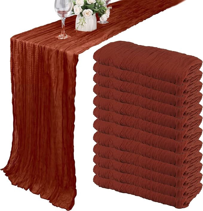 12 Pack 10Ft Cheesecloth Boho Gauze Table Runner by Fivenl
