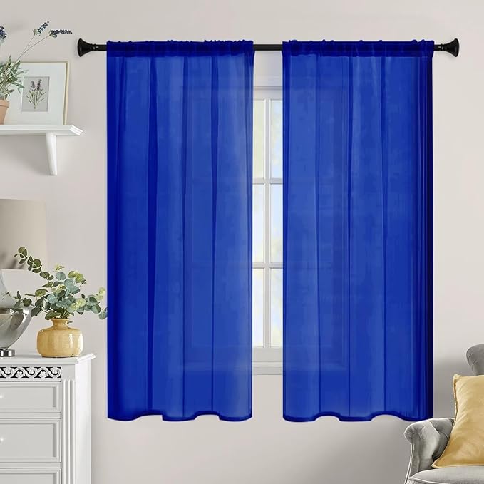 Sheer Curtains 84 Inches Long 2 Panels, Rod Pocket Short Curtain - Image 9