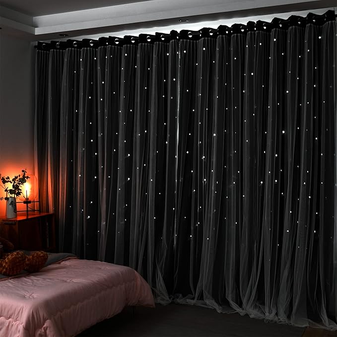 Kinryb Kids Blackout Curtains for Bedroom/Living Room/Classroom, Sheer Overlay - Image 8