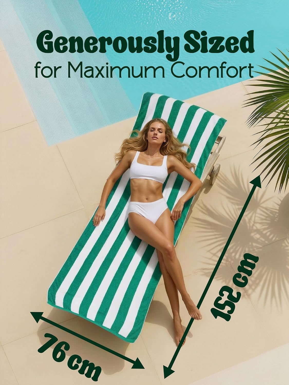 utopia towels beach towels, 4 pack, 30x60 in shown in use