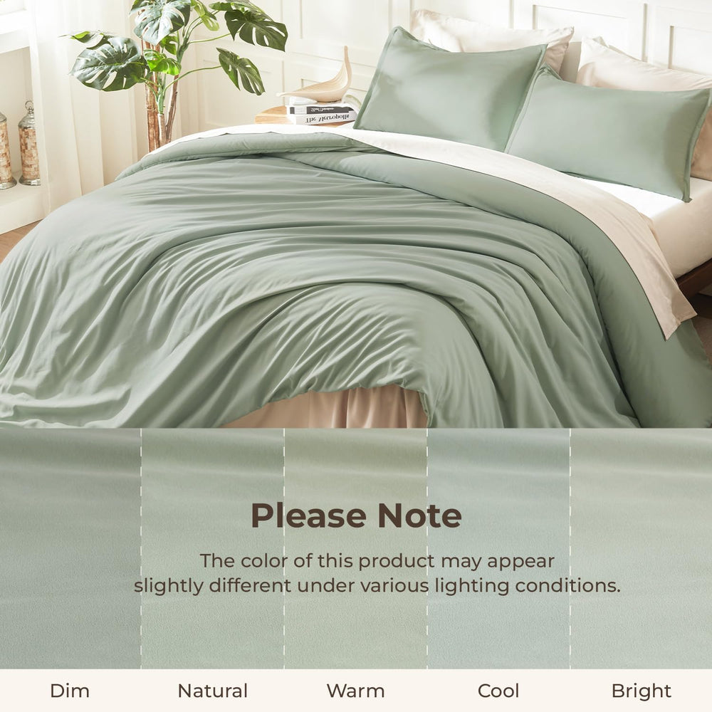 Litanika Queen Comforter Set Sage Green, 3 Pieces Lightweight Solid Bed Set