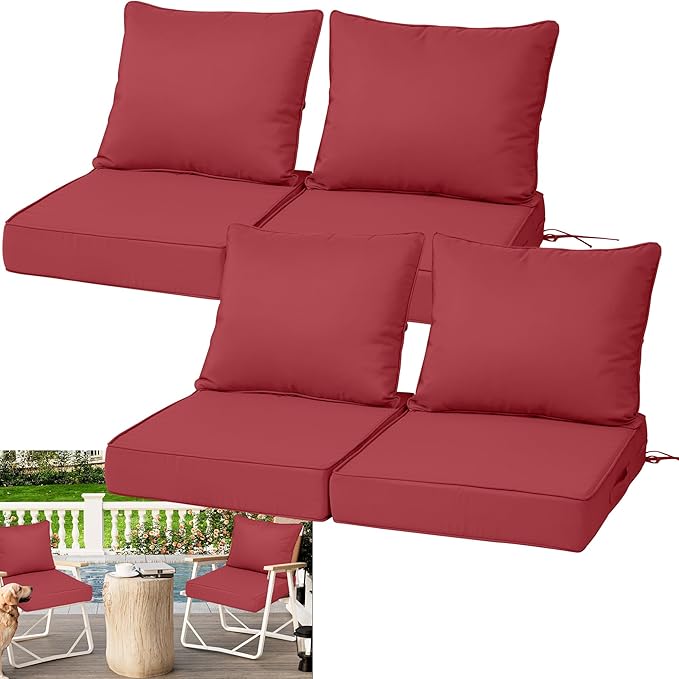 Waterproof Outdoor Chair Cushion Set of 4, Outdoor Cushions by Vulacko