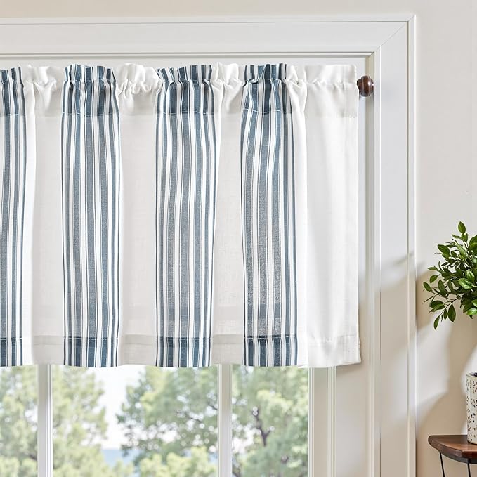 jinchan Striped Linen Valance Curtain 16 Inch Vertical Striped Valance by JINCHAN