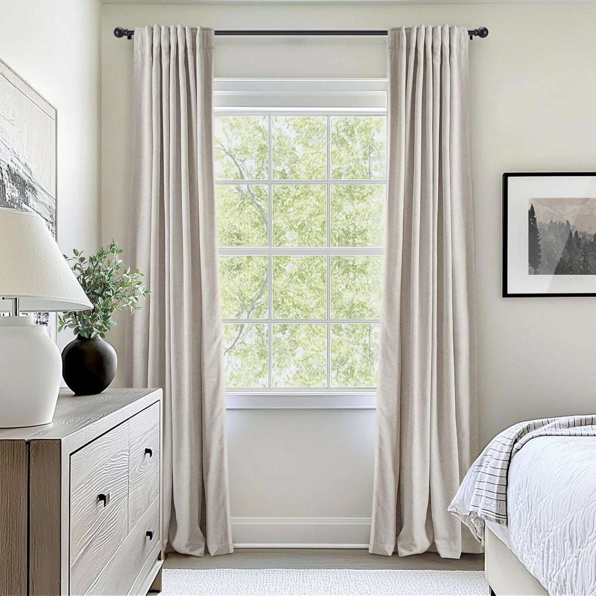 inovaday 100% blackout curtains for bedroom black out, front angle view