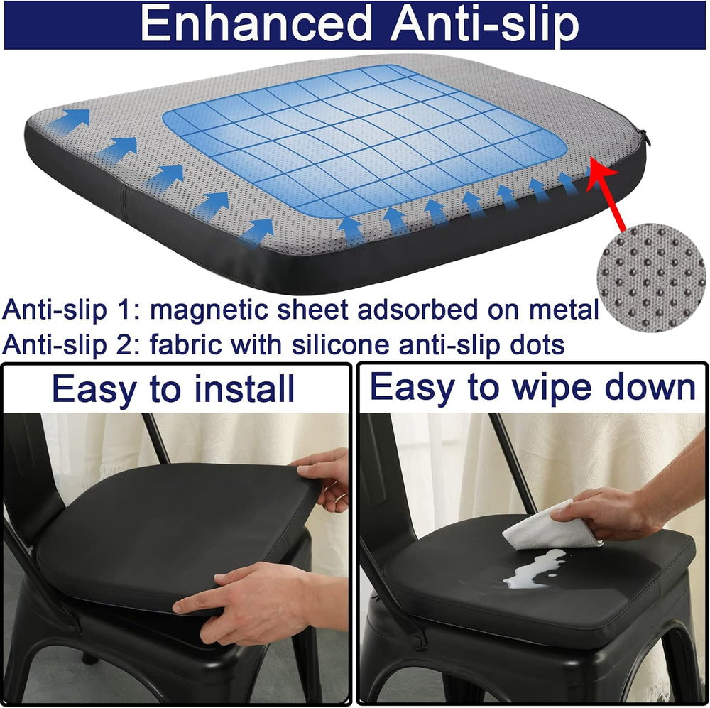 BUYUE 14" Magnetic Metal Chair Cushions, Water-Resistant PU Leather Anti...