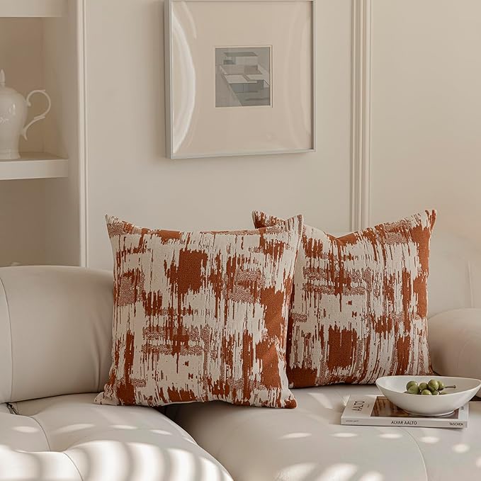 Set of 2 Art Textured Throw Pillow Covers, Abstract Sculpted Design - Image 3