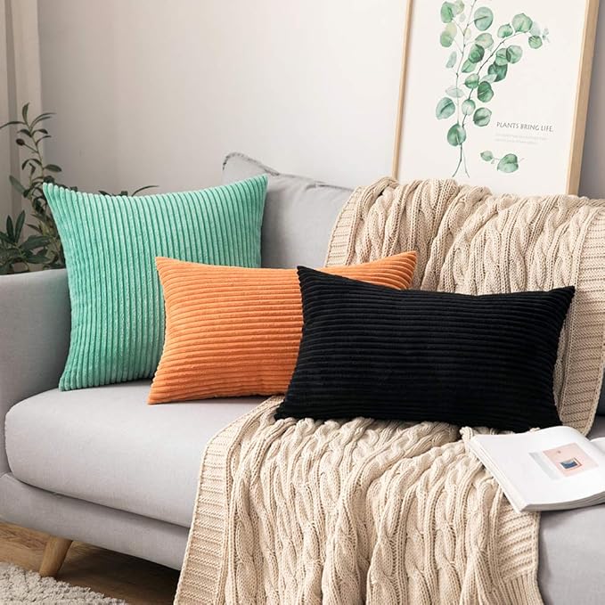 MIULEE Winter Pack of 2 Corduroy Pillow Covers 12 x 20 Inch Lumbar Throw Pillow - Image 4
