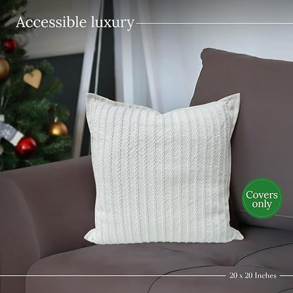 SanVia Ivory Pleat Premium Cotton Throw Pillow Covers, 20 x 20 Inches, Luxury - Image 5