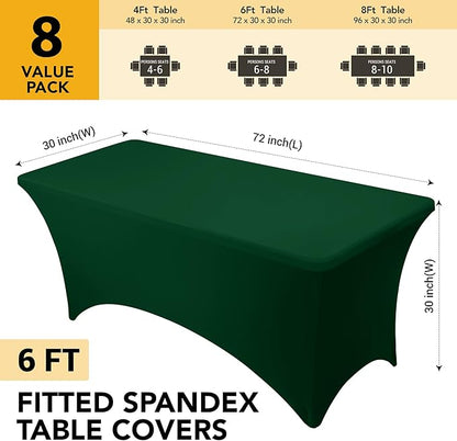 8-Pack Premium Hunter Green Spandex Tablecloths - Image 6