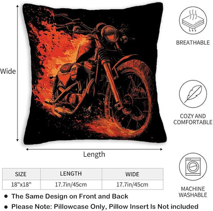 Motorcycle Throw Pillow Covers Set of 2 | 18x18 Inches Cushion Cases - Image 5