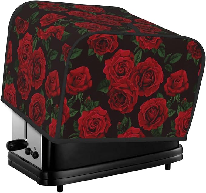 Red Black Rose Flower 4 Slice Toaster Cover, Waterproof Toaster Dust Cover by Unknown