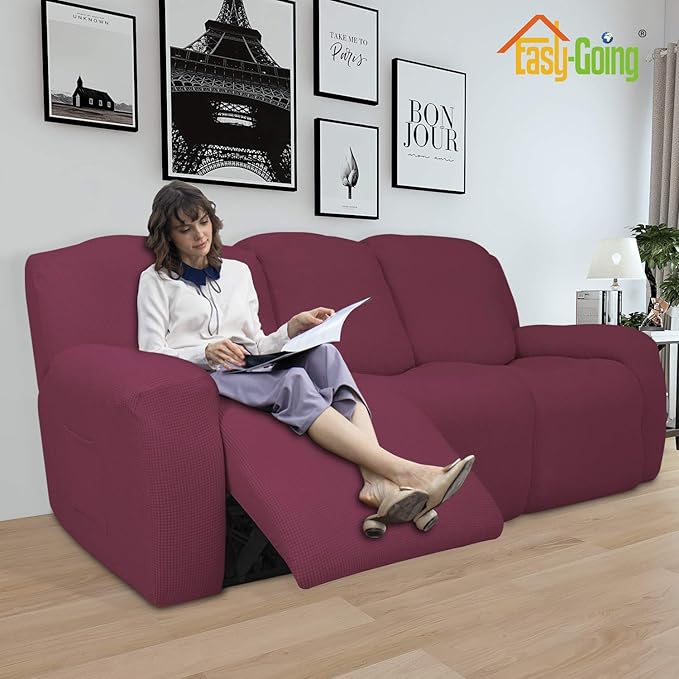 Easy-Going 8 Pieces Recliner Sofa Stretch Sofa Slipcover Sofa Cover Furniture - Image 2