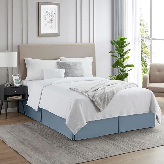 Nestl Stone Blue Bed Skirt Queen Size - Image 4