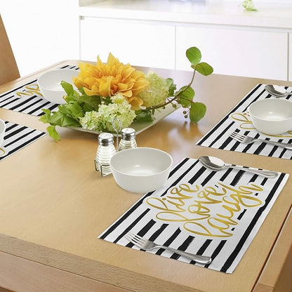 Ambesonne Live Laugh Love Place Mats Set of 4, Romantic Design Hand Drawn - Image 4
