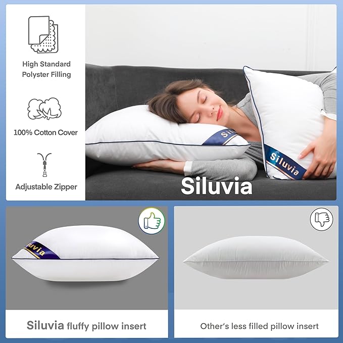 Siluvia 24x24 Pillow Inserts Set of 2 Square Throw 24 Euro Pillows - Image 5